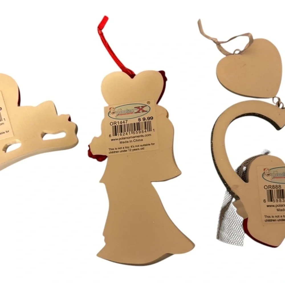 Mr & Mrs Our First Christmas Together Trio of Tree Ornaments Love Marriage